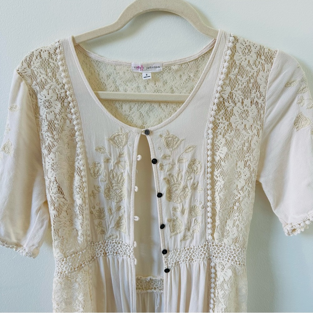 Coco + Jameson Cream Boho Duster Size Small - image 2